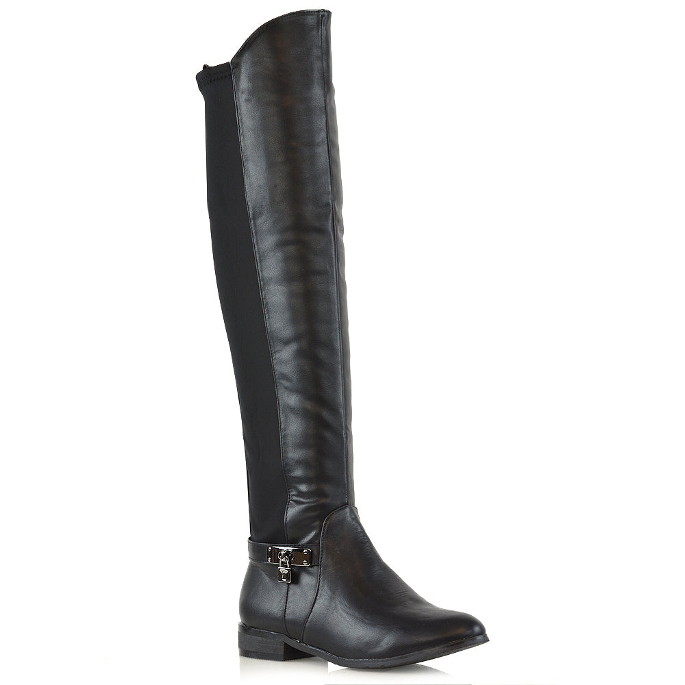 Black Flat Boots, Black Flat Knee High Boots, Flat Boots, Flat Knee High Boots