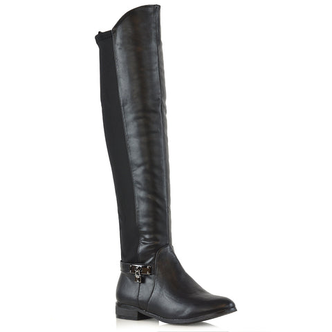 Black Flat Boots, Black Flat Knee High Boots, Flat Boots, Flat Knee High Boots
