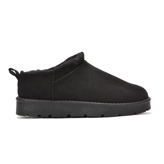 Black fur-lined slippers, black ultra mini boots, fur lined slippers, ultra mini boots, Women’s fur slippers, Faux fur lining