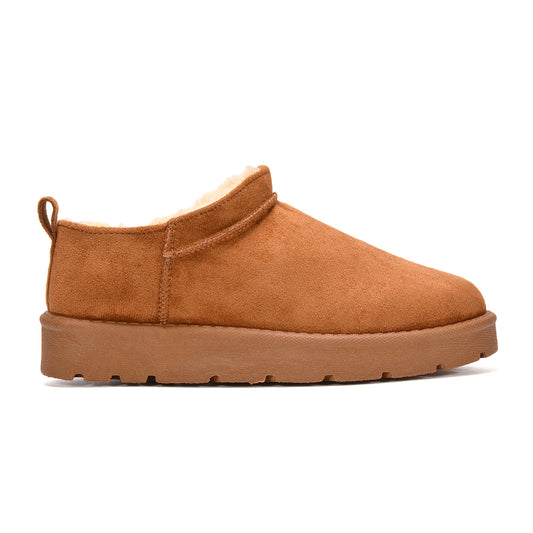 chestnut fur-lined slippers, chestnut ultra mini boots, fur lined slippers, ultra mini boots, Women’s fur slippers, Faux fur lining