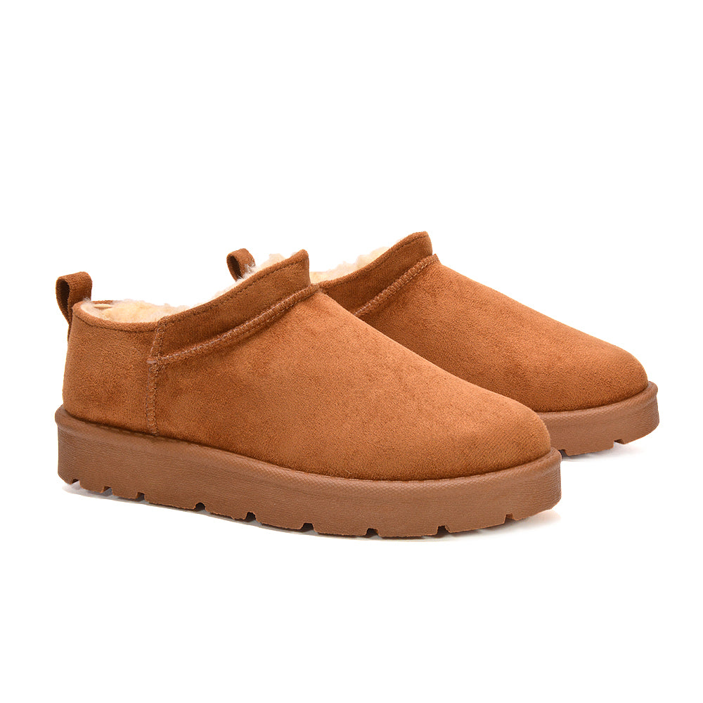 chestnut ankle boots, chestnut flat ankle boots, Christmas gifts for women, Waterproof slip-on boots, Casual winter boots with fleece lining