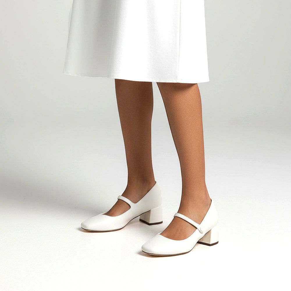 white low heel closed toe