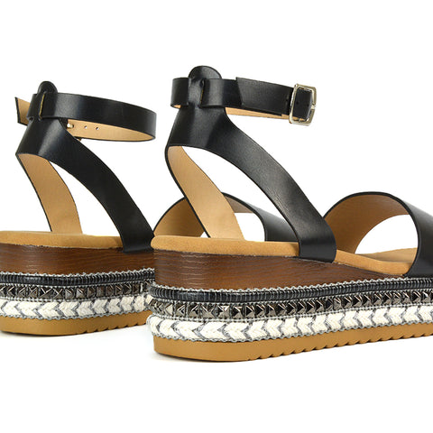 Black Wedge Sandals, Black Ankle Strap Flatform Sandals, Wedge Sandals, Ankle Strap Flatform Sandals