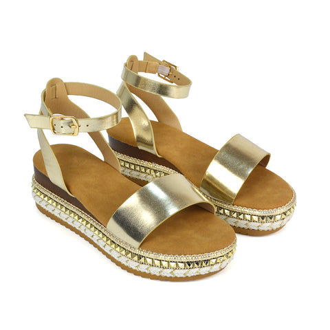 Gold Flatform Sandals, Gold Strappy Sandals, Flatform Sandals, Strappy Sandals