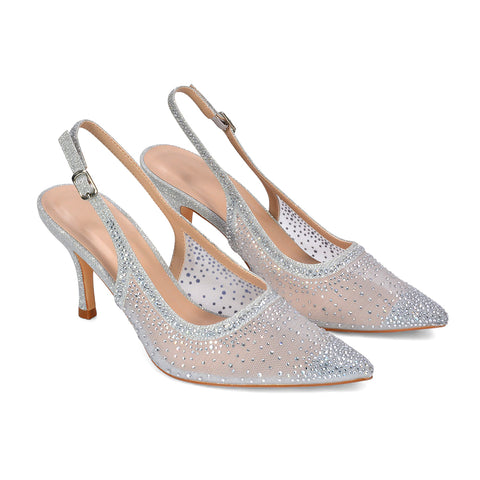 silver sparkly heels, silver party heels, sparkly heels, party heels, Elegant bridal heels with crystals, High heel shoes for prom or formal event