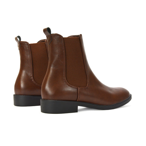 brown pull on boots, brown pull on ankle boots, Women's pull-on ankle boots, Dressy Chelsea boots for women