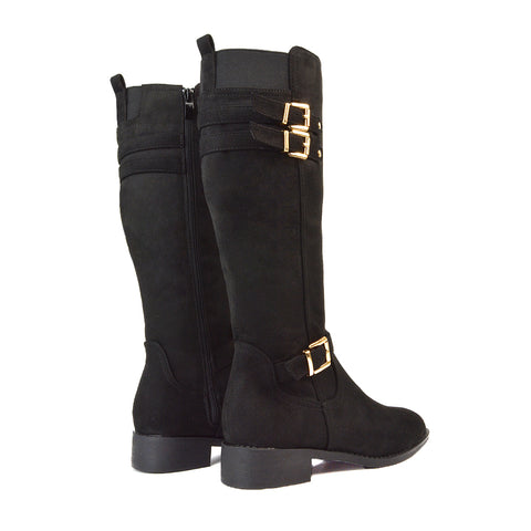 Black Faux Suede Knee High Boots For Women, Knee High Boots For Women, Women's Boots, Women's Boots Online