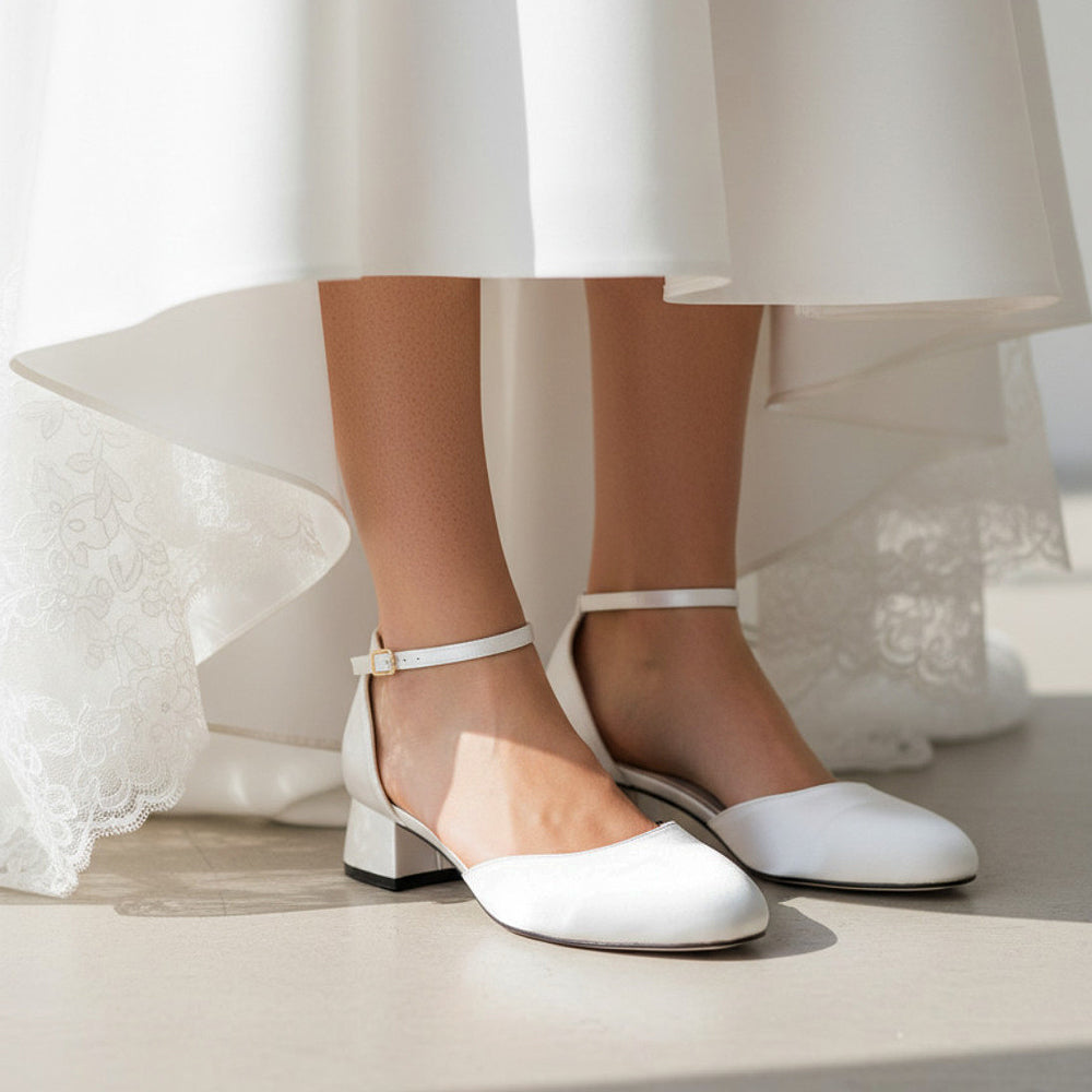 ivory bridal heels, low heeled bridal shoes