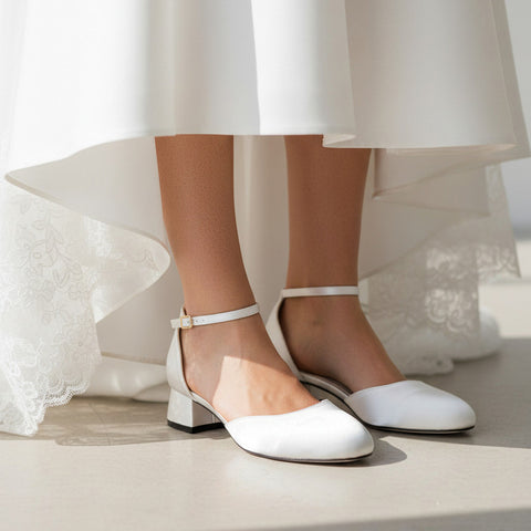 ivory bridal heels, low heeled bridal shoes