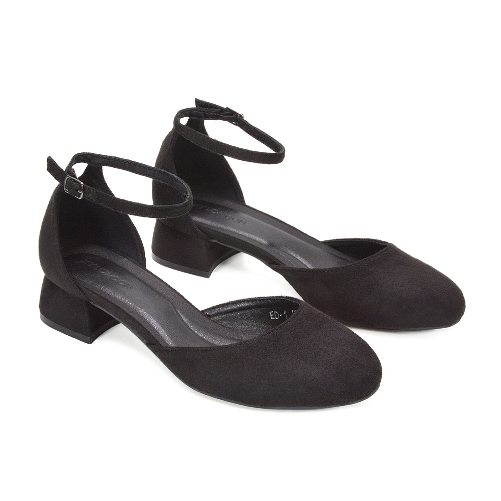 black dress shoes with low block heel, cushioned black court shoes, black party shoes with low block heel, black comfortable heels for women