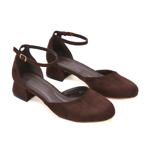 brown block heel court shoes, low heel brown office shoes, brown heels for autumn weddings, women's brown occasion shoes