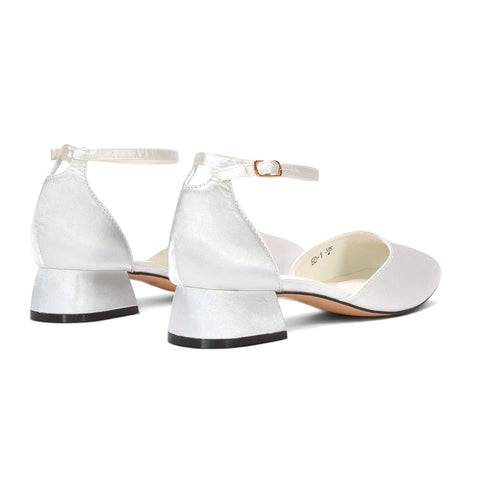 ivory heels for wedding dresses, cushioned bridal court shoes, ivory bridal party footwear, ivory heels for wedding ceremony, ivory wedding court shoes with ankle strap