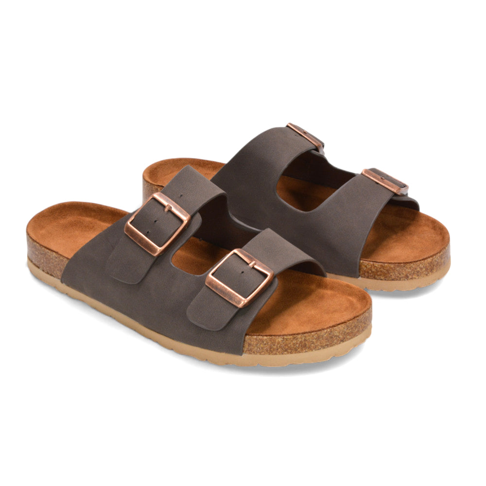 women’s comfort sandals, summer sandals women, adjustable buckle sandals for women casual wear, brown flat sandals