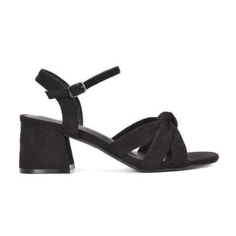 Black block heel sandals, Black mid block heel sandals with adjustable ankle strap, Buy black block heel sandals online