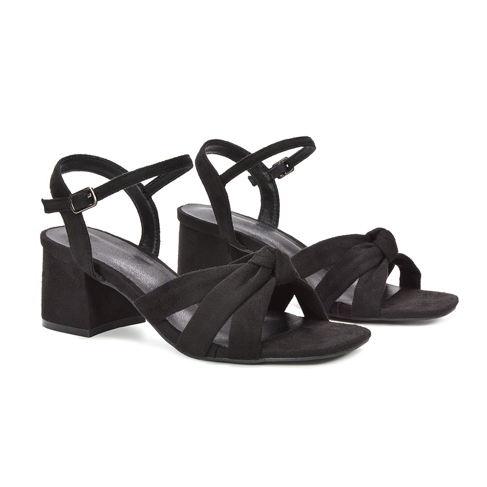 Black ankle strap sandals, Comfortable black ankle strap heel sandals, Affordable black block heel sandals