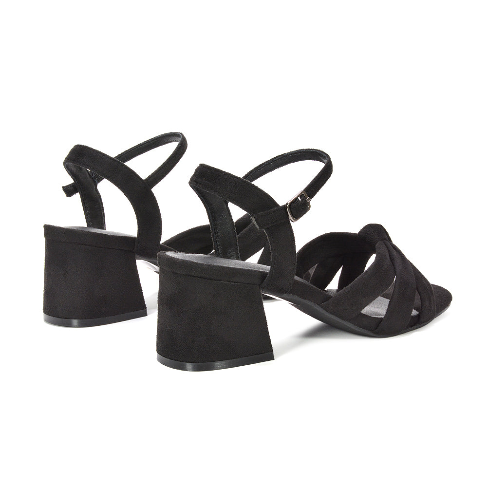 Black dress sandals with block heel, Black open toe block heel sandals for women, Black heeled sandals for women