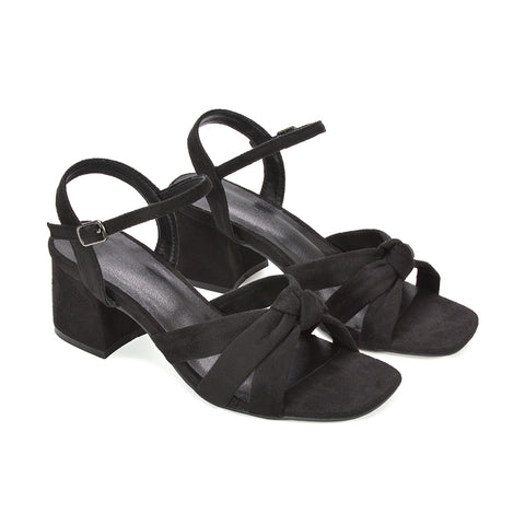 Women's black block heel sandals, Adjustable ankle strap black dress sandals, Women's black heeled sandals sale, 