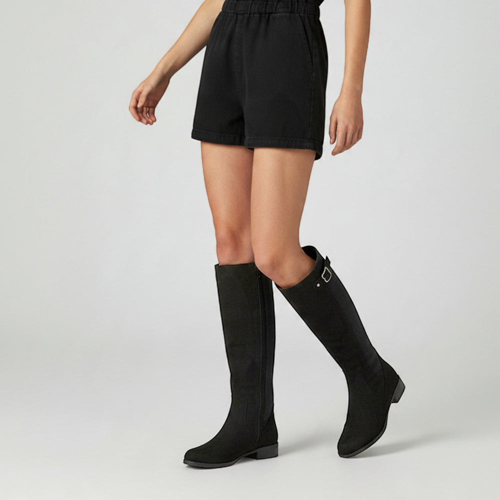 black knee high boots small heel