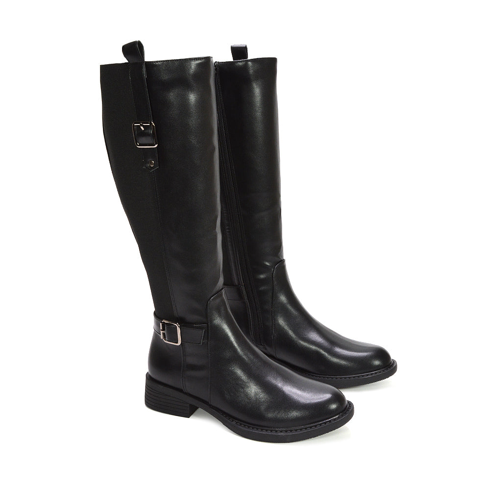 black flat riding boots, black flat knee high boots, flat riding boots, flat knee high boots