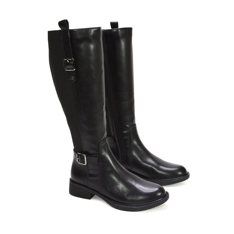black flat riding boots, black flat knee high boots, flat riding boots, flat knee high boots