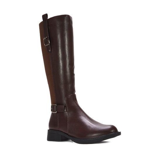 brown long boots, brown zip up boots, long boots, zip up boots