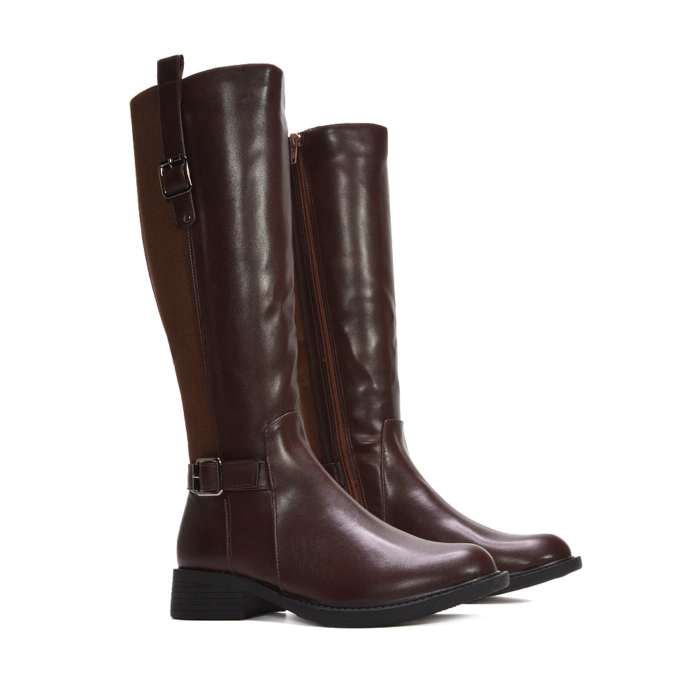 brown buckle boots, brown buckle knee high boots, buckle boots, buckle knee high boots