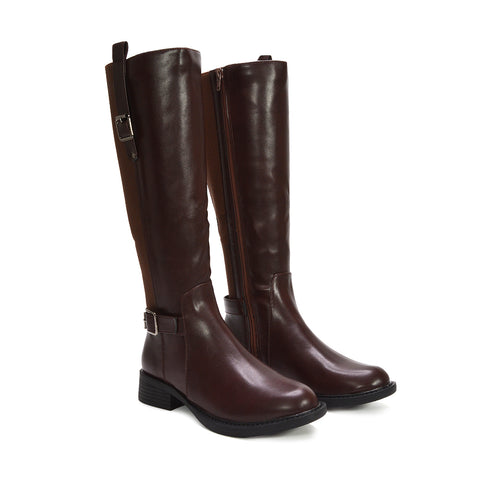 brown riding boots,  brown stretch boots, riding boots, stretch boots
