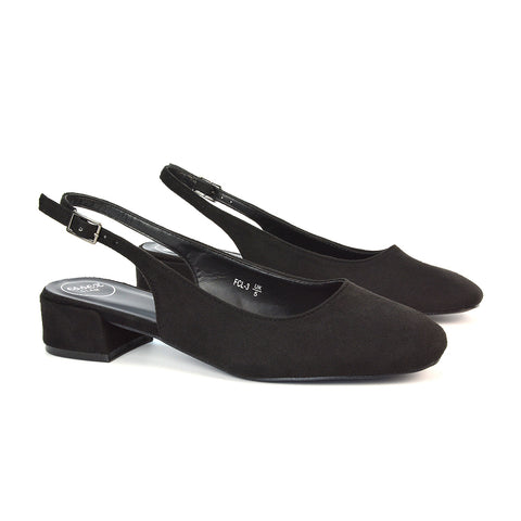 black low block heel court shoes, black slingback low block heel court shoes, low block heel court shoes, slingback low block heel court shoes