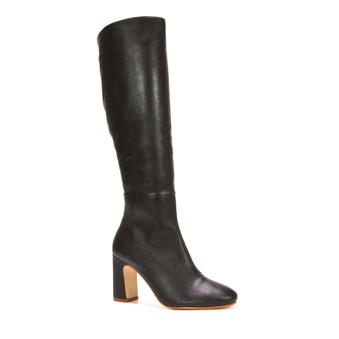 High brown boots for women, Smooth finish brown tall boots, Classic brown high heel boots