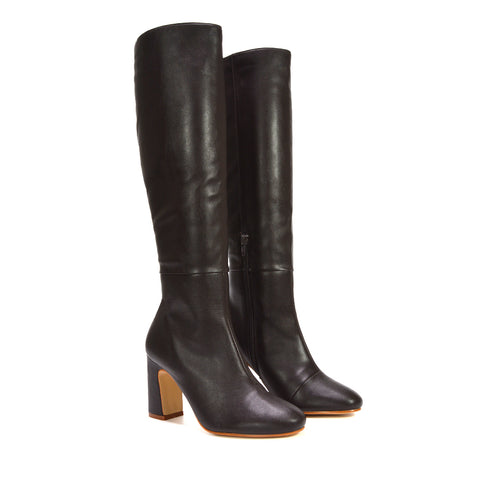 Brown block heel boots, Brown fashion boots, Stylish brown boots with zipper