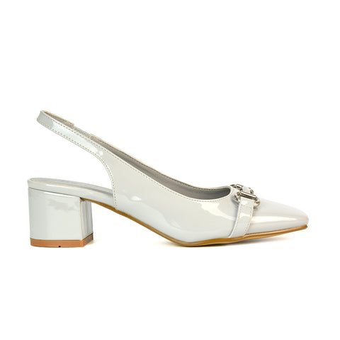 Women's Gray Heels, Women's Heels, Mid Block Heel Sandals, Mid Heels