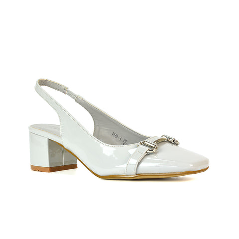 Closed Toe Heels, Gray Closed Toe Heels, Comfortable Block Heels, Gray Block Heels For Women