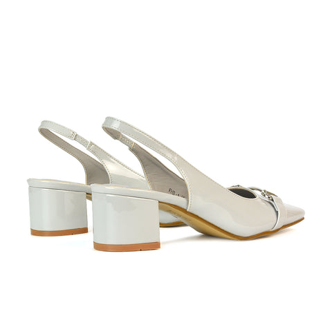 Closed Toe Heels, Gray Closed Toe Heels, Comfortable Block Heels, Gray Block Heels For Women
