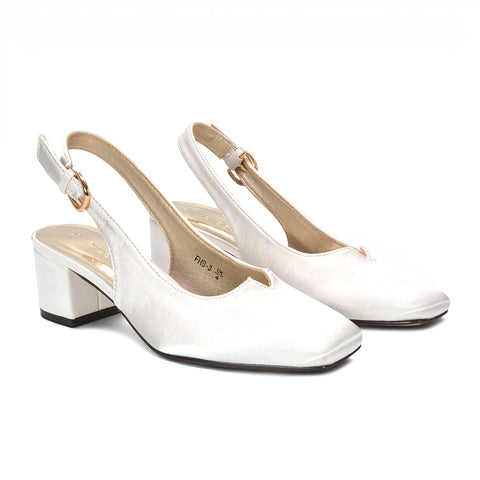 Women's ivory court shoes, Women's ivory satin pumps for special occasions