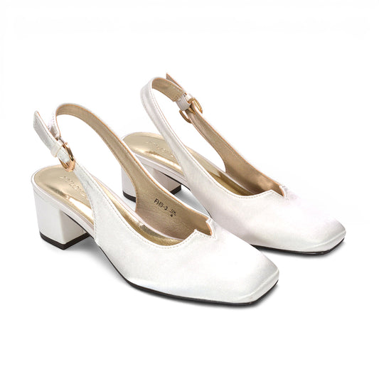 Ivory satin block heel shoes for weddings, Ivory satin heels