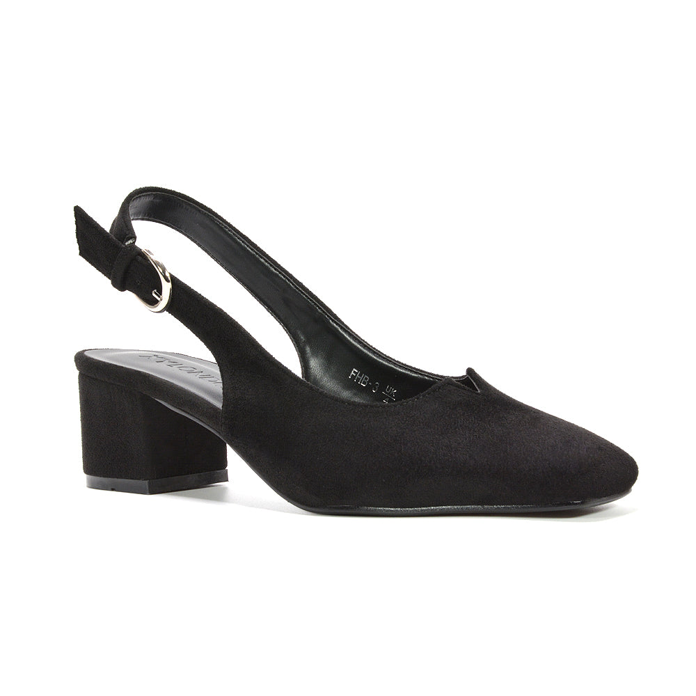 Elegant black slingback pumps, black slingback heels, black court shoes, party heels, slingbacks, slingback heels, court heels, court shoes, Comfortable suede heels for office wear, Wedding guest heels