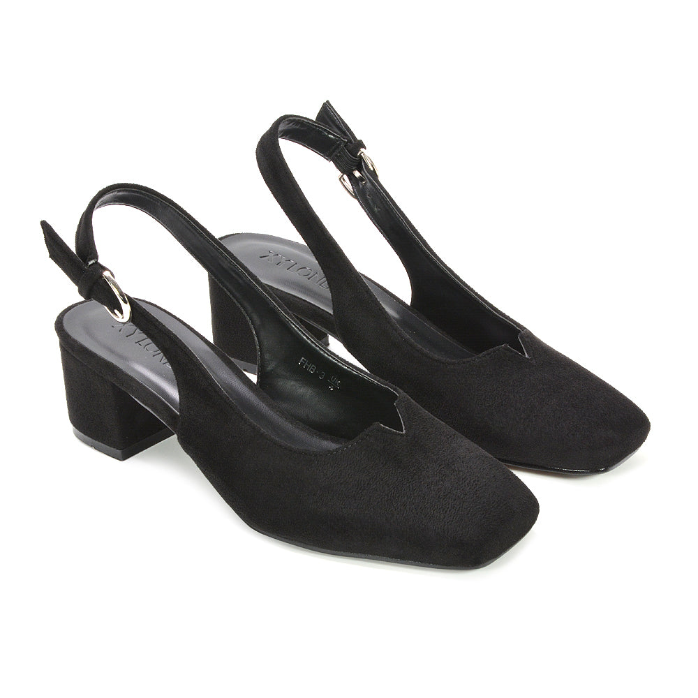 Timeless black dress shoes for women, low heels, mid block heel court shoes, classic court shoes, trendy heels