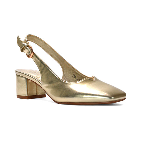 Elegant gold slingback pumps, gold slingback heels, gold court shoes, party heels, slingbacks, slingback heels, court heels, court shoes, Comfortable heels for office wear, Wedding guest heels