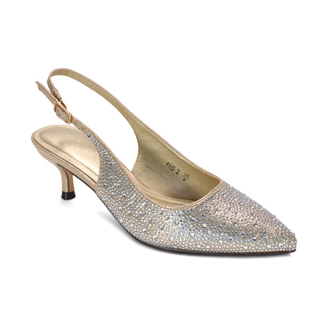 gold bridal shoes, elegant gold rhinestone slingback heels for weddings and parties, gold pointed toe court shoes