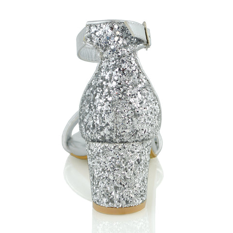 | XY London | Silver Glitter Bridal Shoes,Silver Glitter Wedding Shoes,Bridal Shoes Silver Glitter,Silver Glitter Heels,Silver Glitter Block Heels