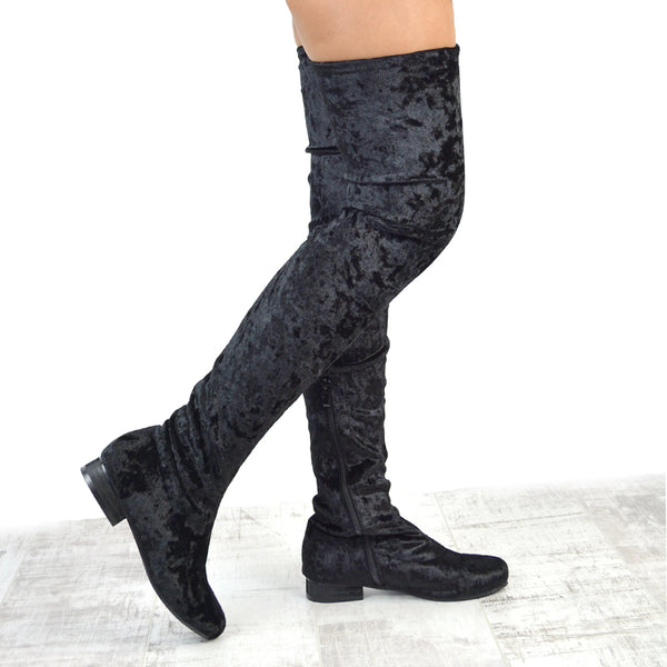 WILLOW FLAT RIDING FAUX SUEDE THIGH KNEE HIGH BOOTS