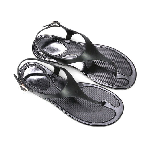 women’s jelly sandals, flat thong sandals for summer women, ladies flat sandals UK, black summer sandals, black holiday sandals