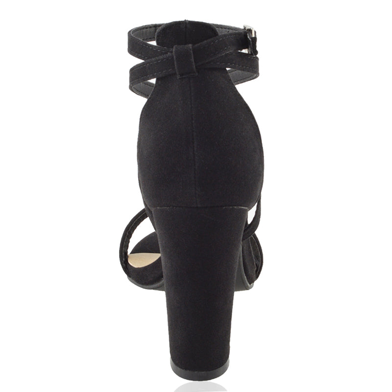 | XY London | Black Block High Heels,Black Heels, Black Strappy Heels, Black Block Heels,Black HIgh Heels