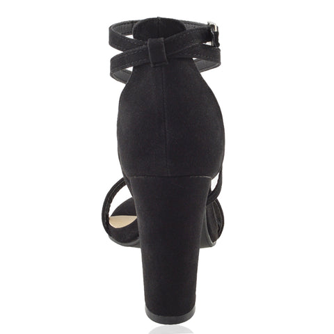 | XY London | Black Block High Heels,Black Heels, Black Strappy Heels, Black Block Heels,Black HIgh Heels
