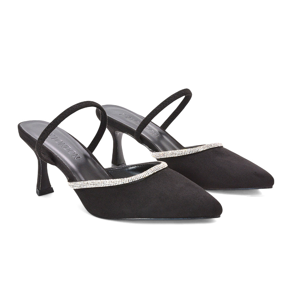 black point toe heels, black pointed toe court heels, Pointed Toe Slingback Heels, Glamorous Wedding Shoes