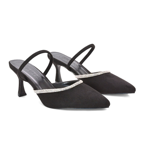 black point toe heels, black pointed toe court heels, Pointed Toe Slingback Heels, Glamorous Wedding Shoes