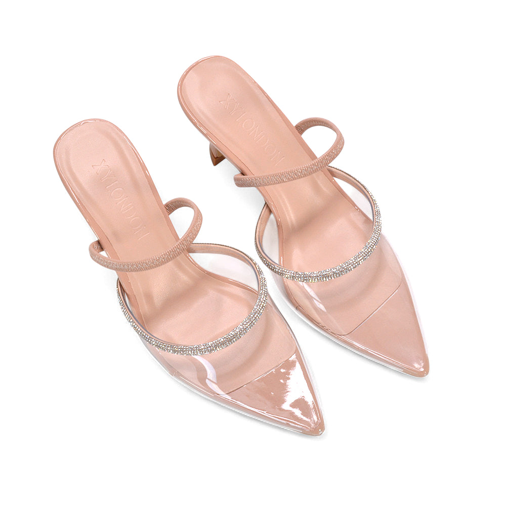 nude closed toe slingback heels, nude stiletto heels, Evening Shoes with Rhinestones, Slingback Stilettos for Special Occasions