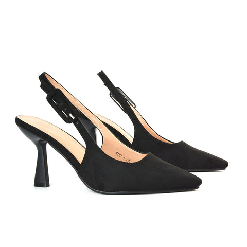 Court Shoes With Slingback Strap, High Heels Black, Slingback Heels, Heels Closed Toe