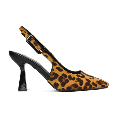 Court Shoes With Slingback Strap, High Heels Leopard, Slingback Heels, Heels Closed Toe