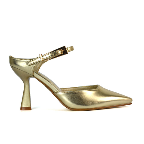 Gold Stiletto High Heels, Gold Court Shoes, Gold Court Heels, Gold Pointed Toe Heels